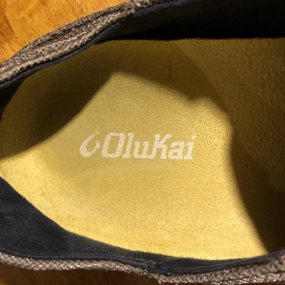 OLUKAI slip on shoes. Mens 9 UK 42. Mocha gray with yellow tabs. - Picture 5 of 8